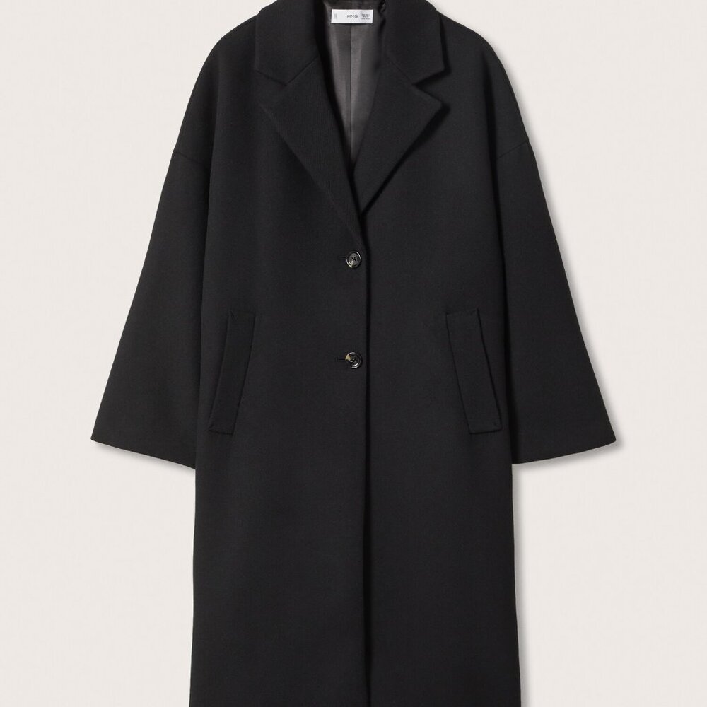 MANGO Oversize wool coat | Size XS | Black